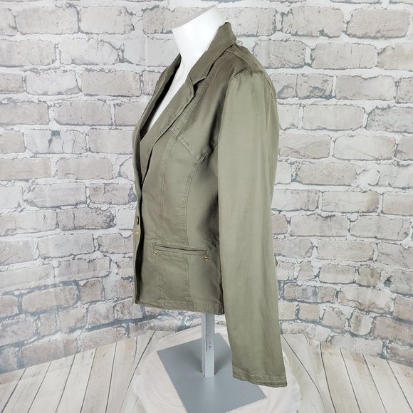 Chico's Cotton Jacket Blazer Olive Size 1 (8/10 M) - Picture 12 of 15